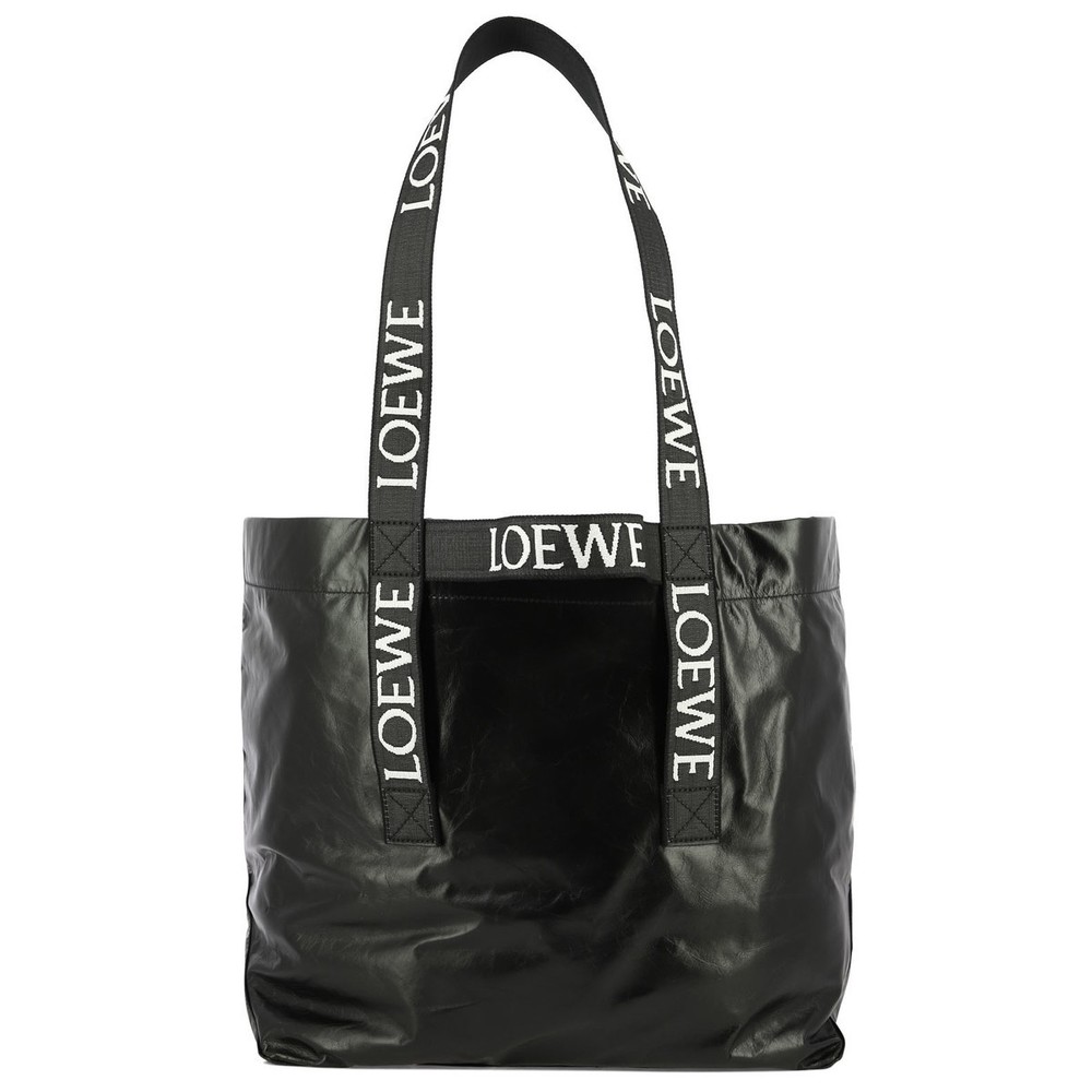 Loewe Shopper Foldable Leather Tote  Shoulder Bag Black